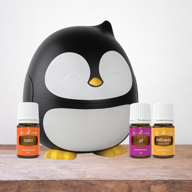 young living happy the penguin diffuser bundle with lavender, kidscents kidpower and joy essential oils