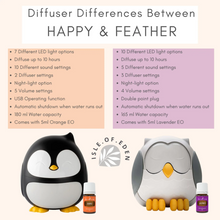 differences between young living's happy the penguin and feather the owl diffusers